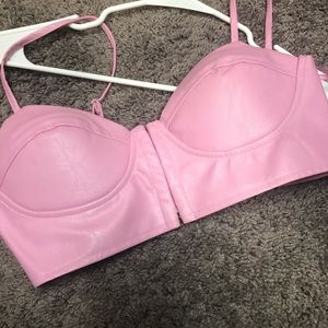 Barbie pink faux leather crop bra top.New with tag